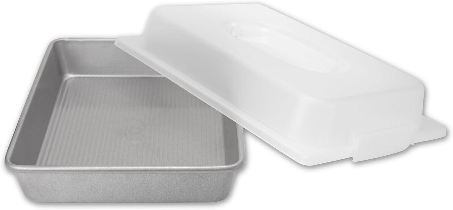 USA Pan Bakeware Nonstick Rectangular Pan with Lid, 9x13-Inches