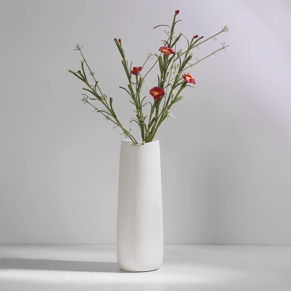 White Ceramic Geometric Decorative Table Vase