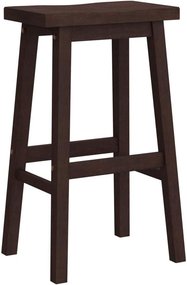 Adjustable Black Wood Backless Saddle Style Stool