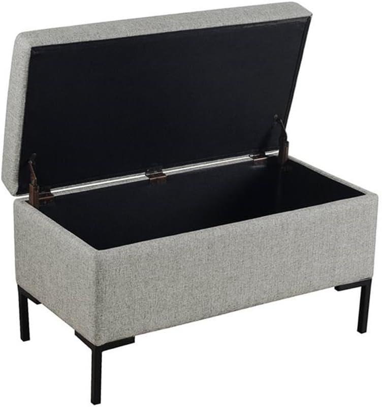 Medium Storage Bench with Metal Legs Gray Woven - HomePop