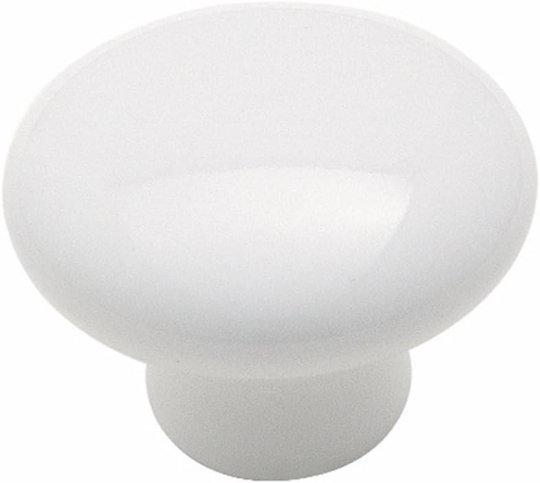 Amerock White Ceramic Round Cabinet Knob with Mounting Hardware