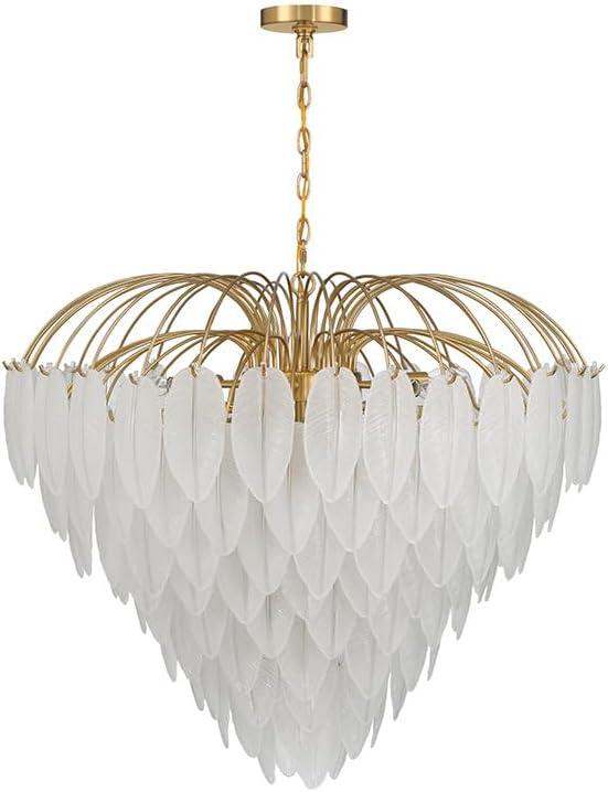 Boa 15-Light Chandelier with Warm Brass and Frosted Glass