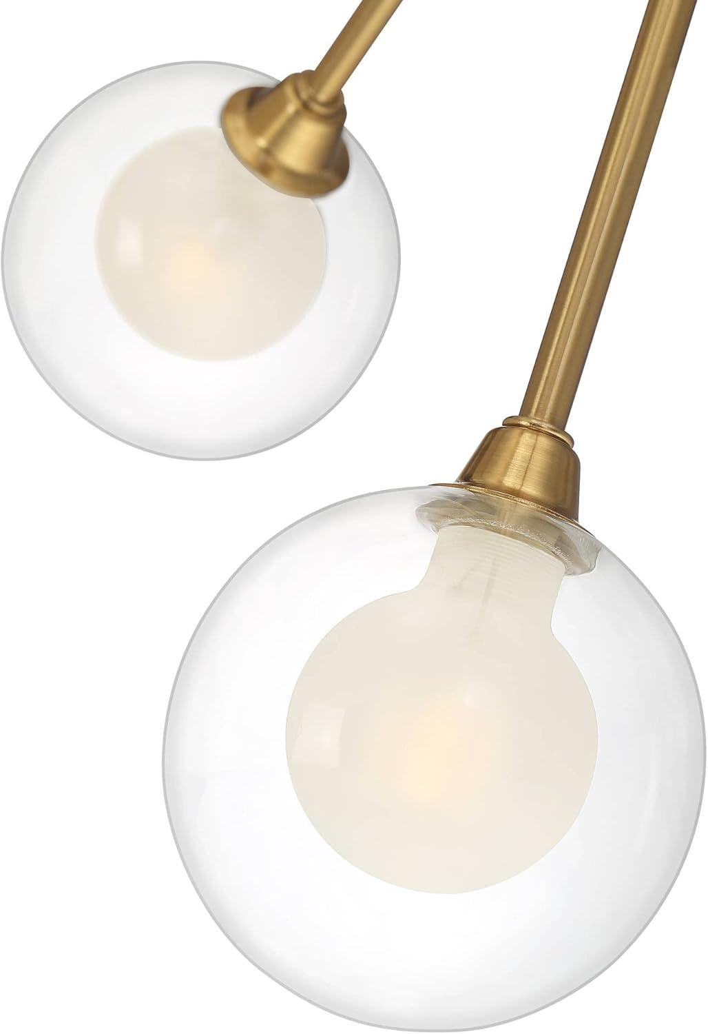 Possini Euro Design Spheres Modern Ceiling Light Flush Mount Fixture 28" Wide Warm Brass 9-Light LED Clear Globe Glass for Bedroom Kitchen Living Room