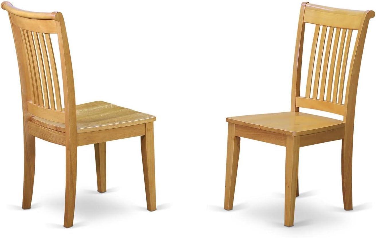 High Slat Back Oak Finish Wood Side Chair Set of 2