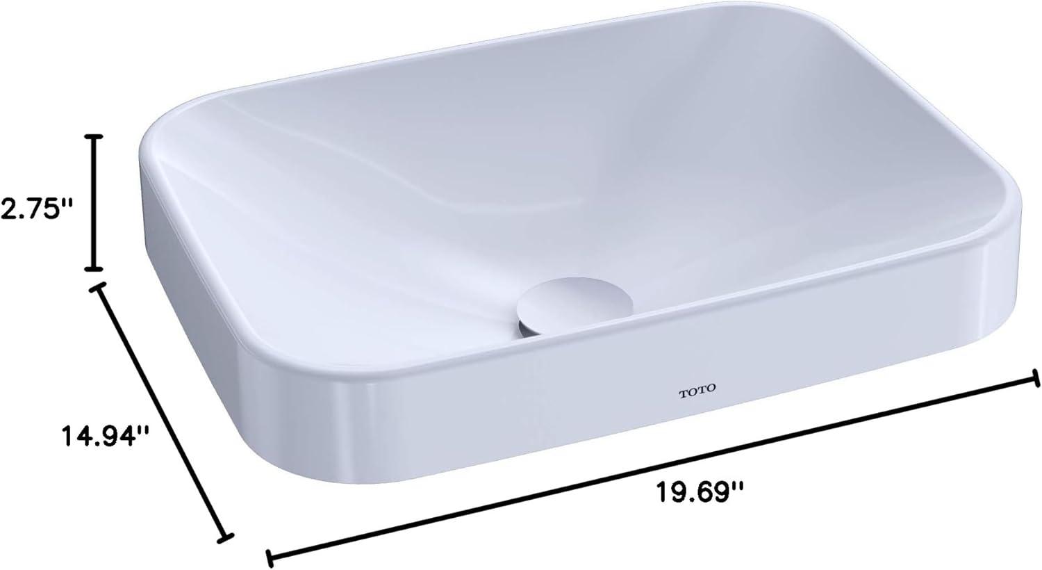 Arvina™ Vitreous China Rectangular Vessel Bathroom Sink with Overflow