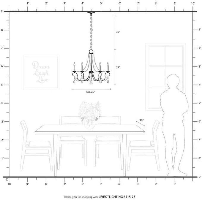 Livex Lighting Pennington 5 - Light Chandelier in  Antique Silver Leaf