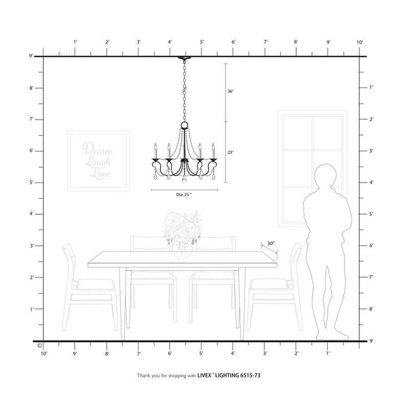 Livex Lighting Pennington 5 - Light Chandelier in  Antique Silver Leaf