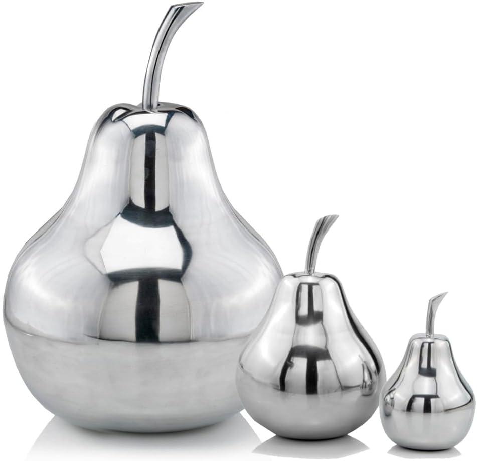 Modern Day Accents Peral Polished Pear, Silver, Fruit, Tabletop, Transitional, Sculpture, Accents, Décor, Desk, Aluminum, 6" L x 6" W x 11" H