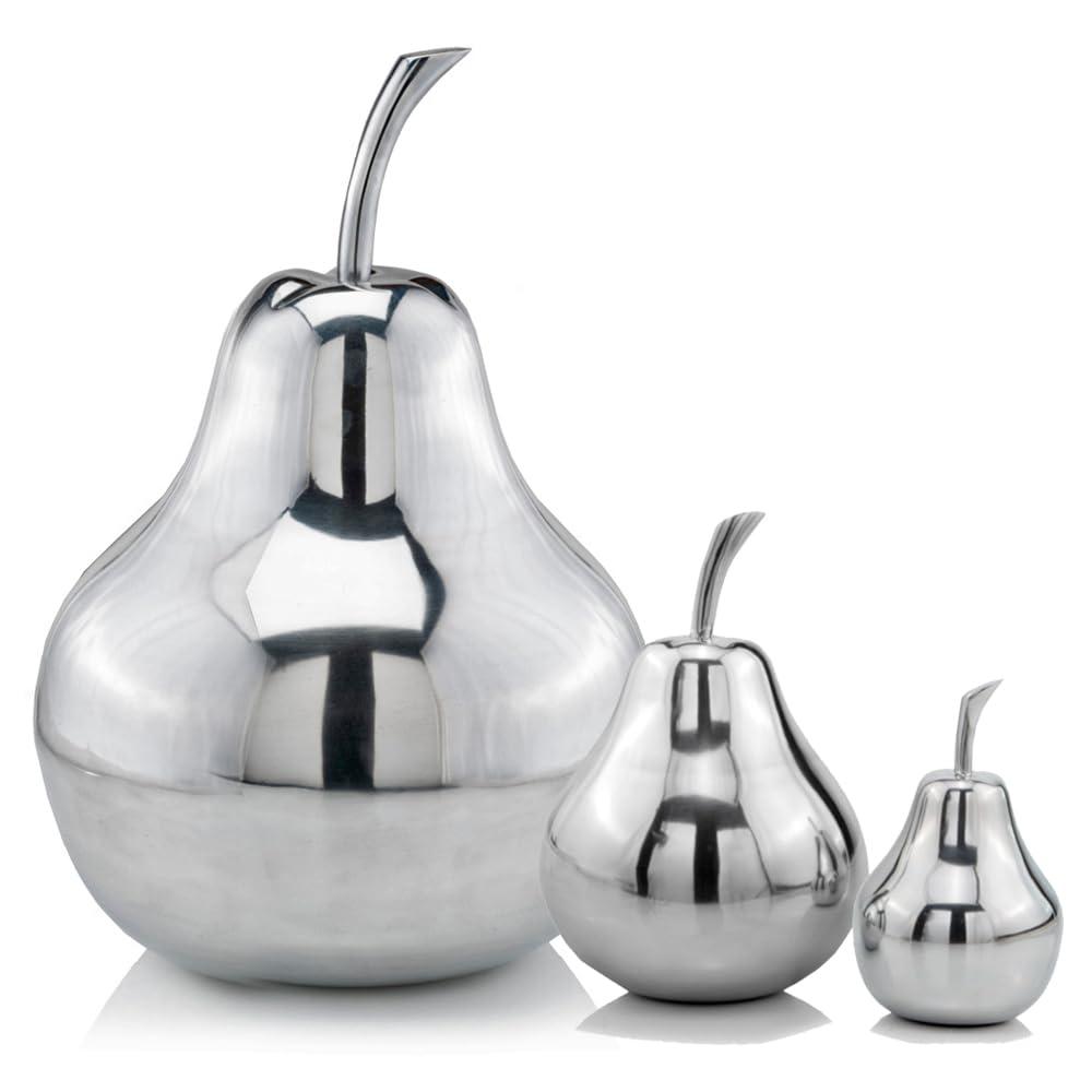 Modern Day Accents Peral Polished Pear, Silver, Fruit, Tabletop, Transitional, Sculpture, Accents, Décor, Desk, Aluminum, 6" L x 6" W x 11" H