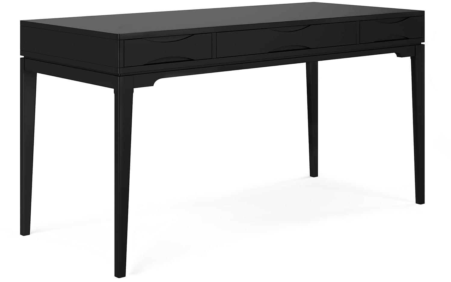 Simpli Home Harper Solid Wood Desk, Contemporary Style with Keyboard Tray and Storage