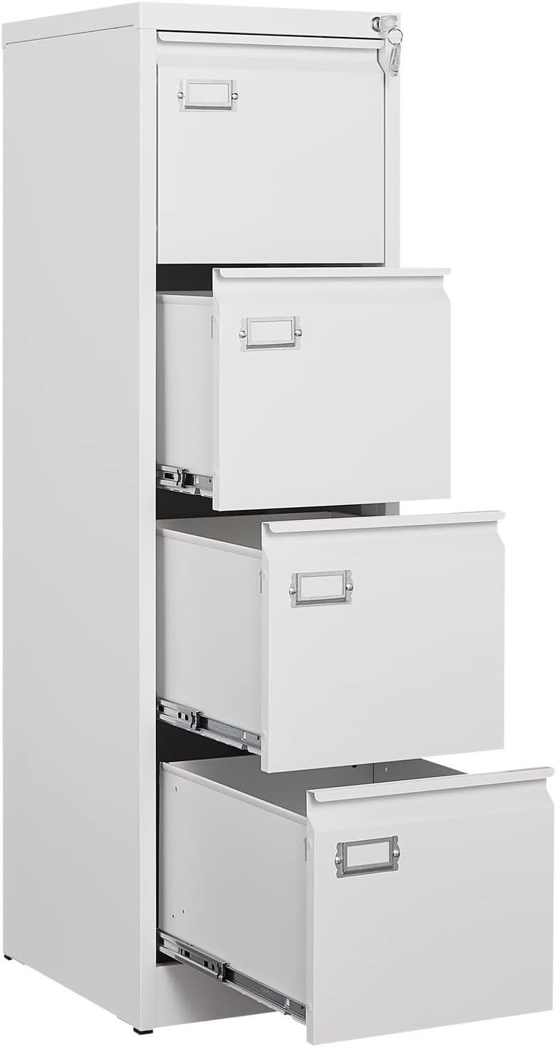 U-SHARE File Cabinet,Metal Small Filing Cabinets with Lock,15.1IN Wide Storage A4/F4/Letter/Legal for Home Office-Assembly Required (-White)