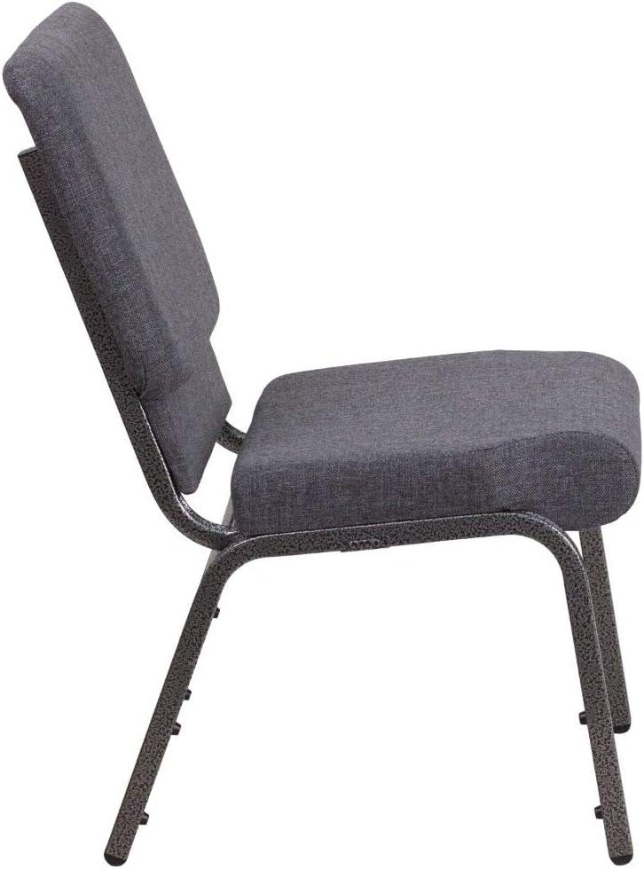 18.5'' Dark Gray Fabric Stacking Church Chair with Silver Steel Frame