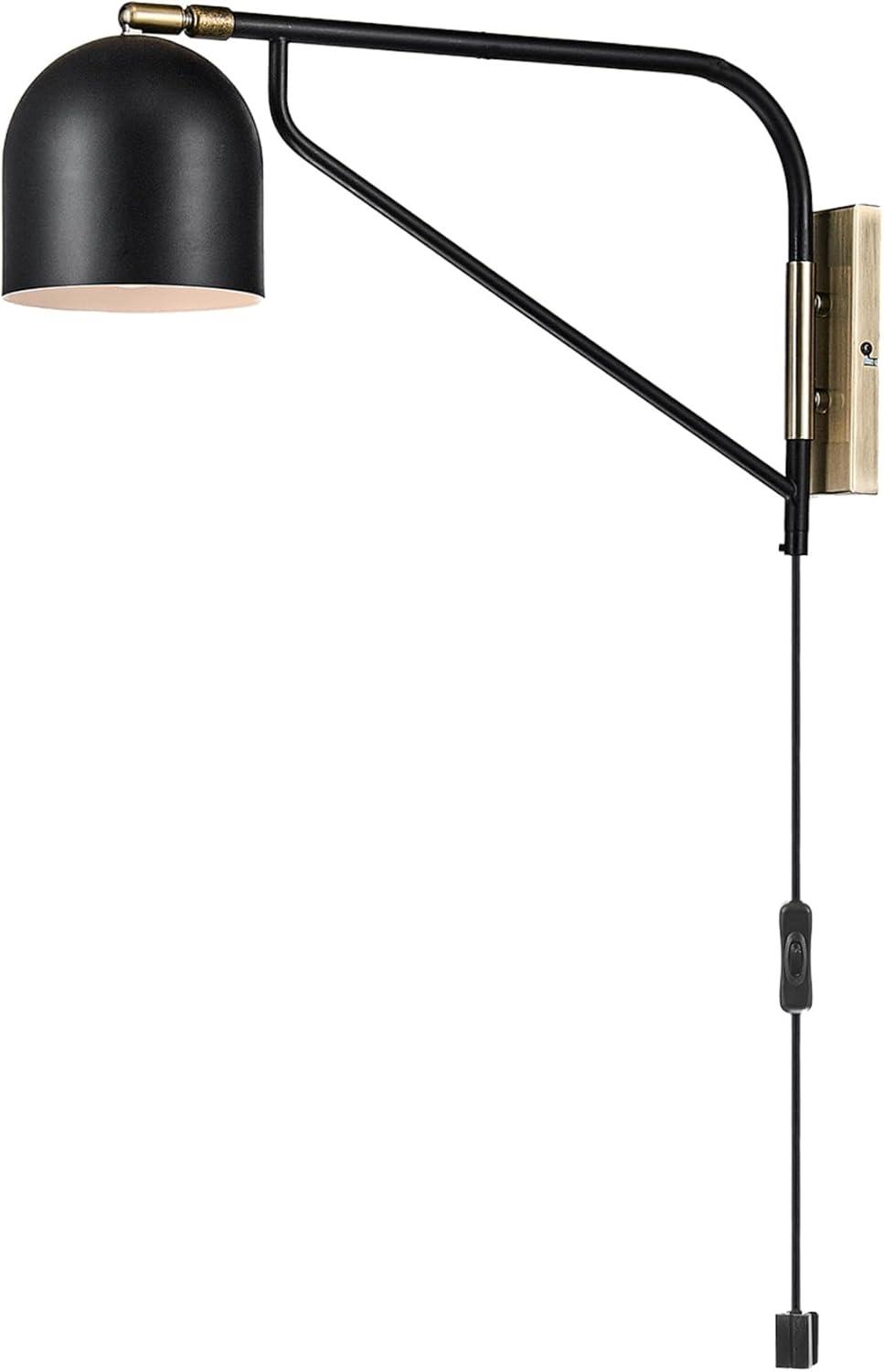 Mullin Plug-in Wall Sconce (Includes LED Light Bulb) Matte Black - Globe Electric: Modern Metal Sconce, ETL Listed, Inline Switch