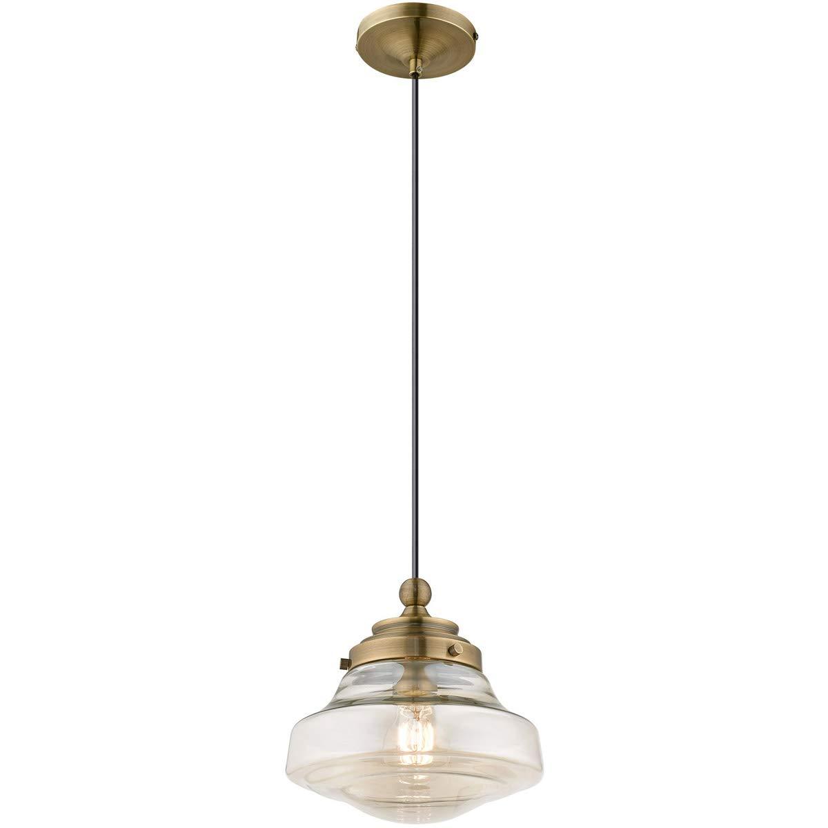 Livex Lighting Art Glass 1 - Light Pendant in  Antique Brass