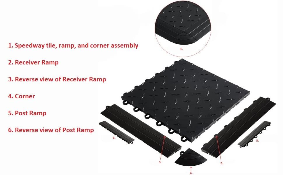 Speedway Diamond Interlocking Garage Floor Tiles 12 x 12-Inch, Blue, 50 Piece Set