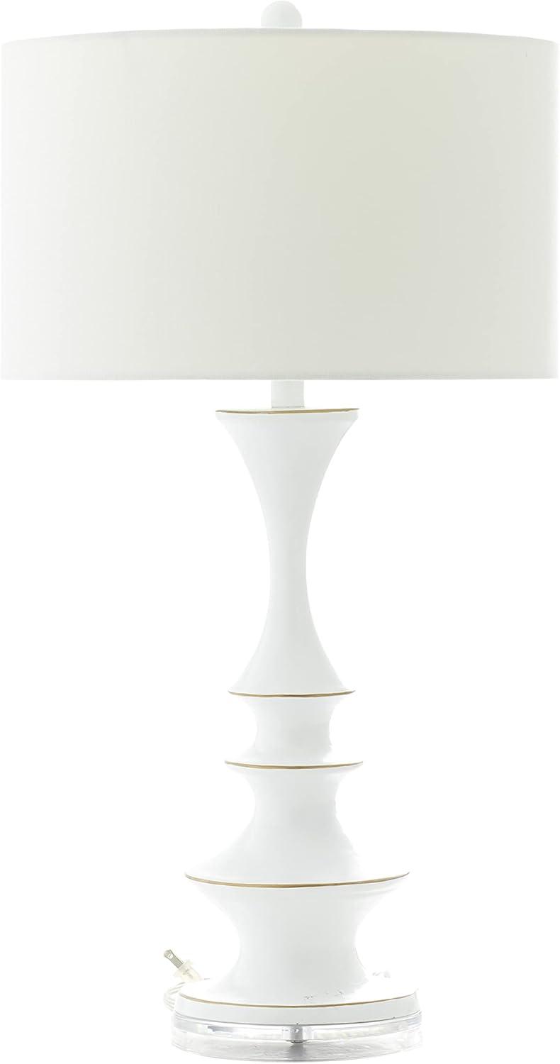 DecMode 30" White Table Lamp with White Linen Shade