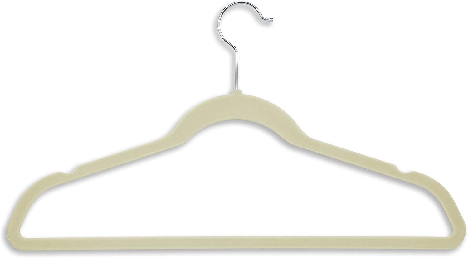 Ivory Velvet Non-Slip Slim Suit Hangers, Pack of 50