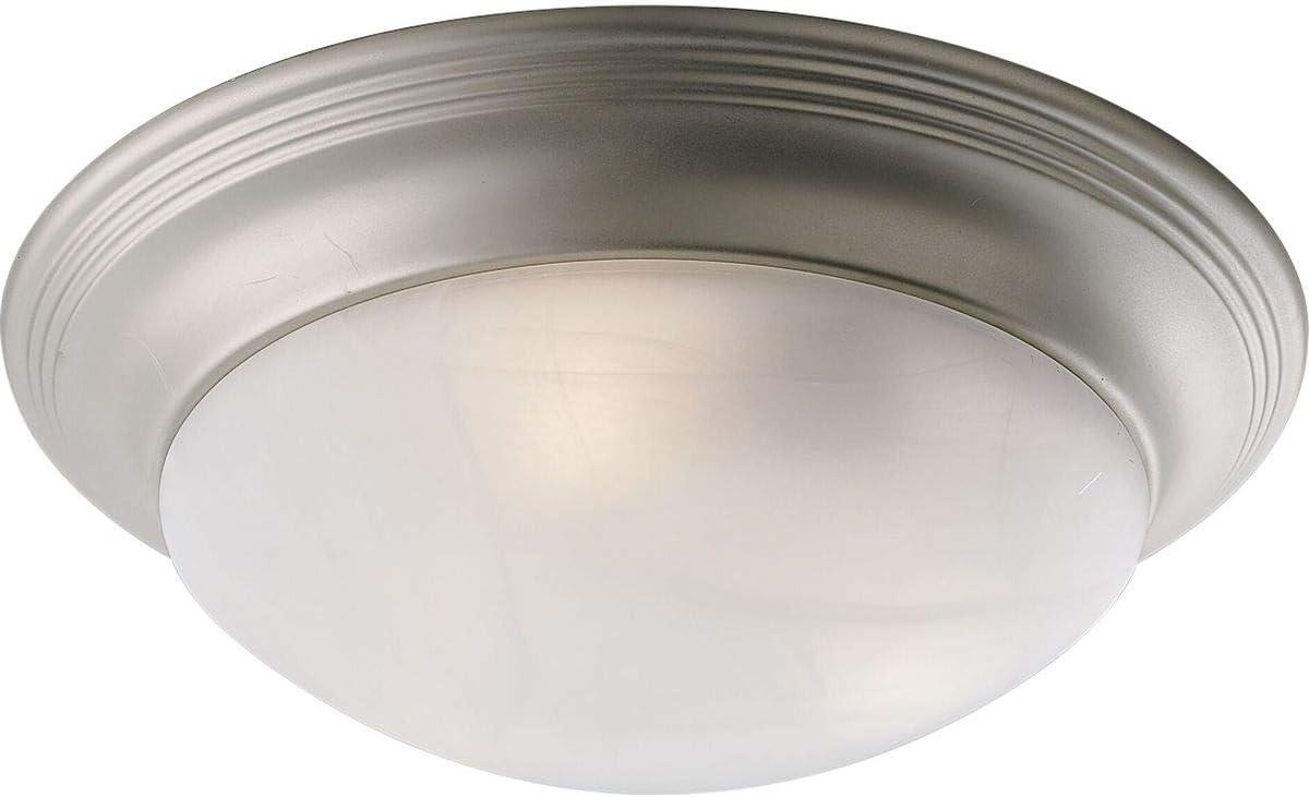 Progress Lighting Canyon Ridge 3-Light Flush Mount, Brushed Nickel, Etched Alabaster Glass