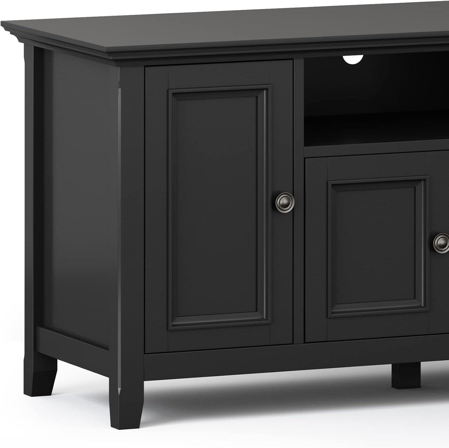 Amherst Black Solid Wood 72" TV Media Stand with Cabinets