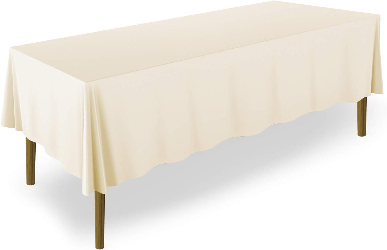 Lann's Linens Polyester Fabric Tablecloth for Wedding, Banquet, Restaurant - 70 x 120 Inch Rectangular - Ivory