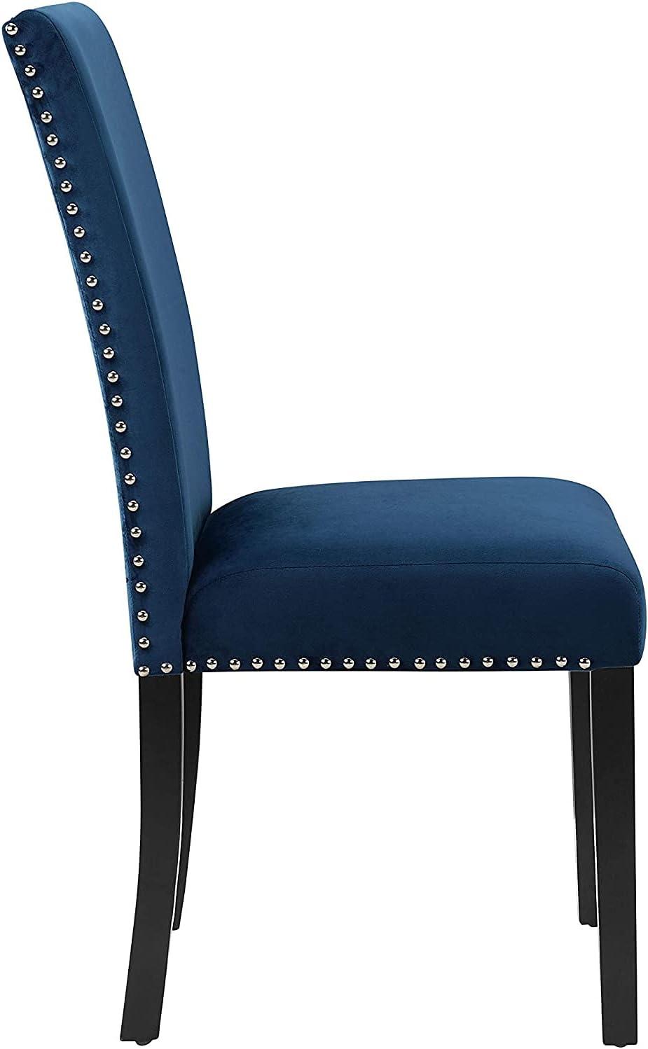 Celeste Transitional Blue Velvet Upholstered Parsons Side Chair