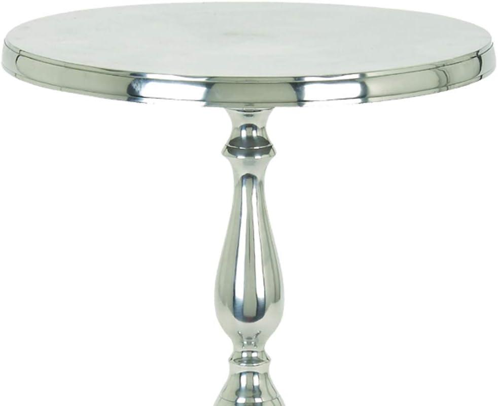 Aluminum Accent Table with Pedestal Base Silver - Benzara