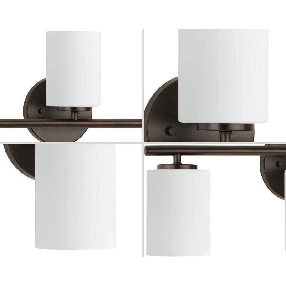 Progress Lighting Replay 3-Light Bath Vanity, Antique Bronze, Porcelain, Up/Down Mounting, Shade Included