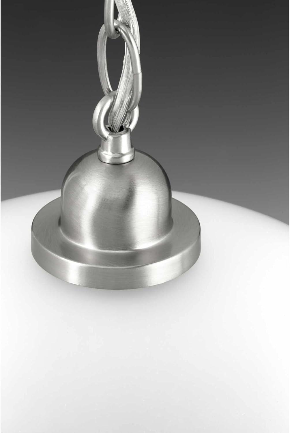Progress Lighting, Classic Collection, 1-Light Pendant, Brushed Nickel, Etched Glass Shade