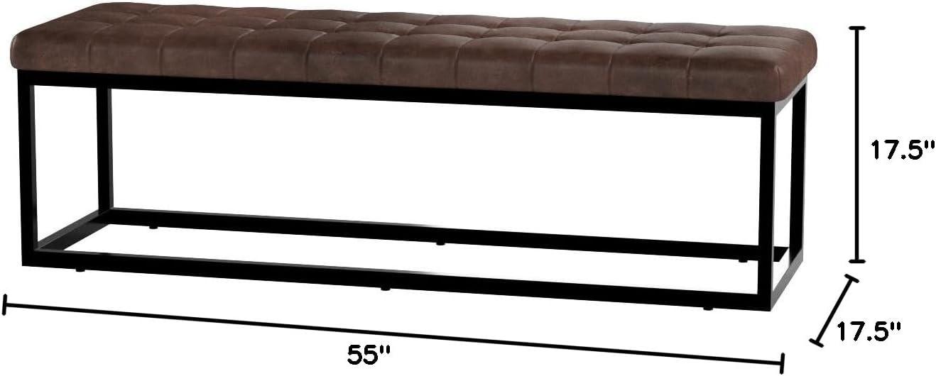 Global Archive 55" Genuine Distressed Leather Ottoman Bench