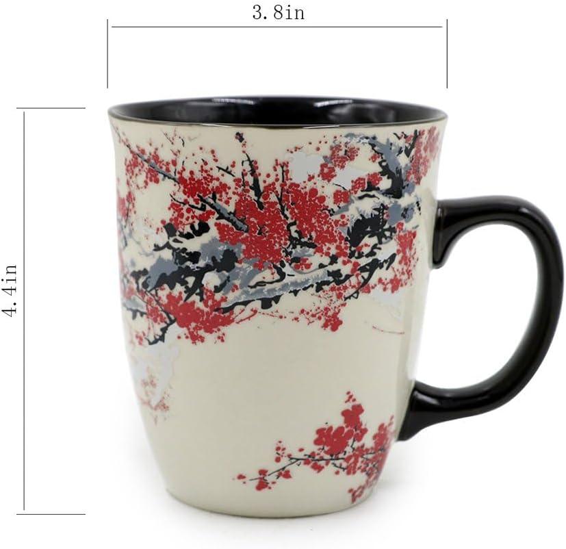 Black Ceramic Color-Changing Plum Blossom Mug, 16oz