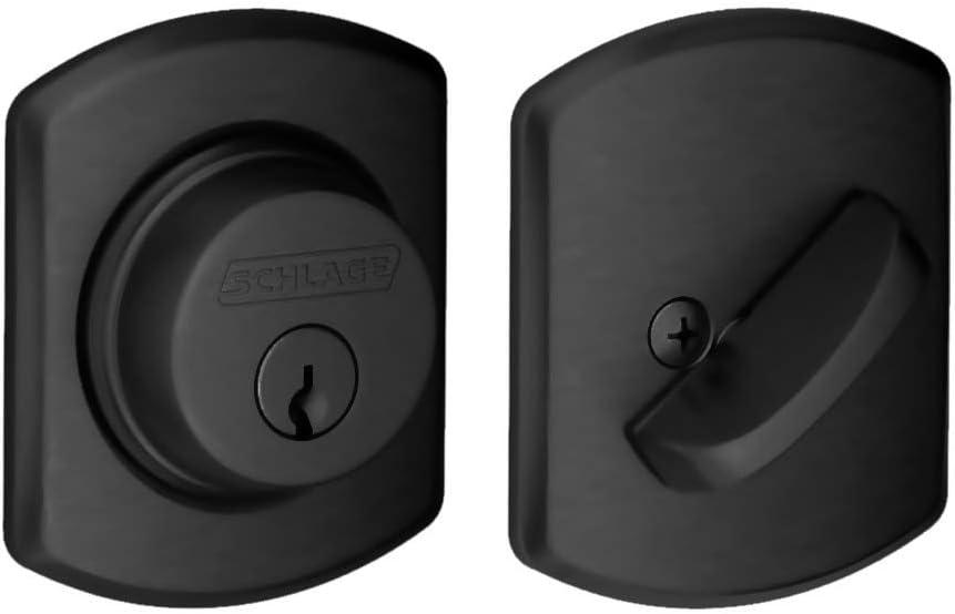 Matte Black Single Cylinder Deadbolt with Greenwich Trim