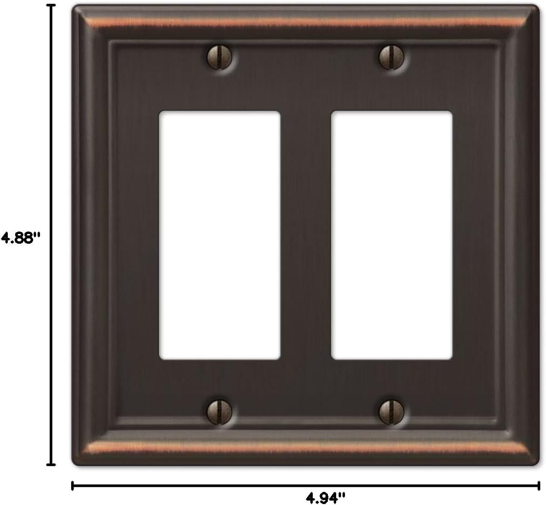 Amerelle Aged Bronze 2-Gang Stamped Steel Decorator Wall Plate