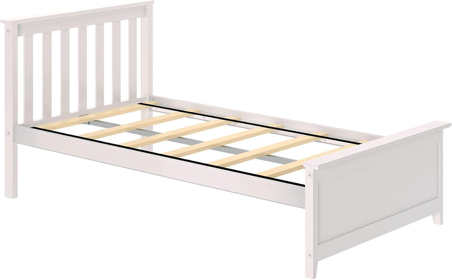 Plank+Beam Solid Wood Twin Bed Frame with Headboard, Classic Twin Size Adults Platform Bed