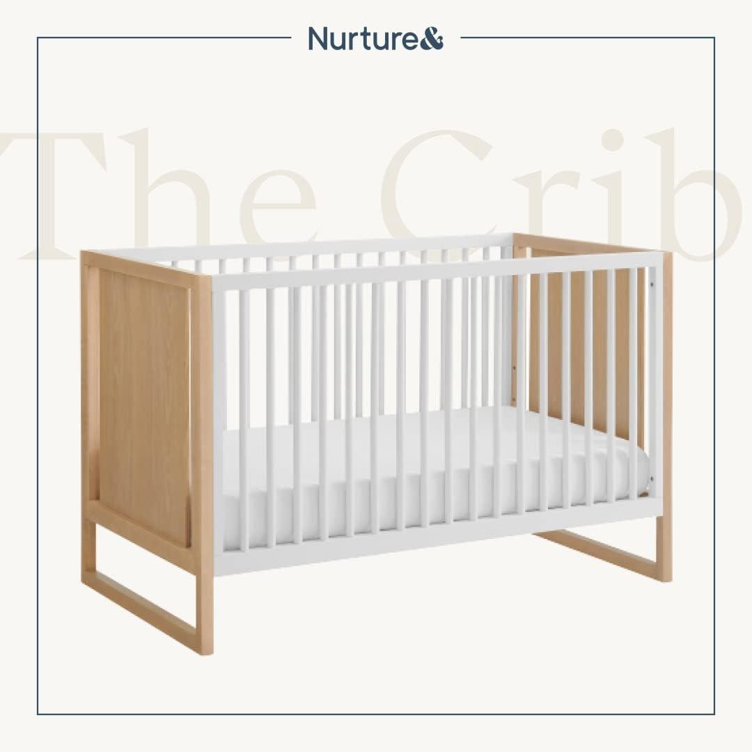 Nurture& Baby, Toddler Convertible Crib | 3 Adjustable Heights (Toddler Guardrail Not Included)