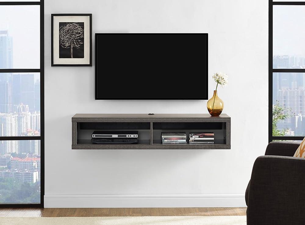 Wall Mounted Wood TV Console Entertainment Center Wall Decor 48-inch Gray