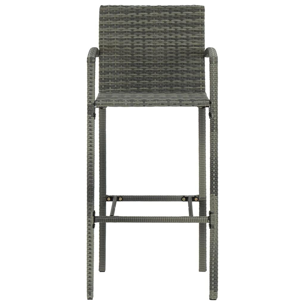 vidaXL Bar Stools 2 pcs Black Poly Rattan
