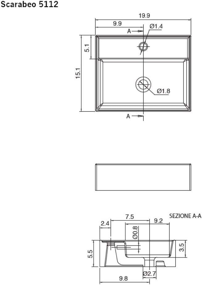 Scarabeo By Nameeks 15.1'' White Ceramic Rectangular Bathroom Sink with Overflow