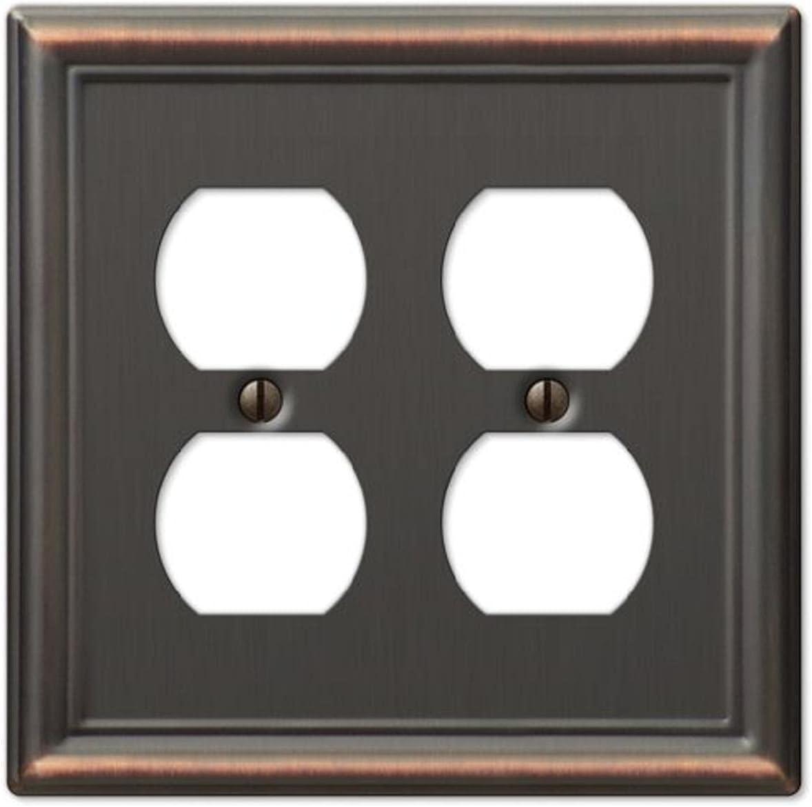 Amerelle 149DDDB Chelsea 5" Tall Wallplate, 2 Duplex, Steel, Aged Bronze, 1-Pack