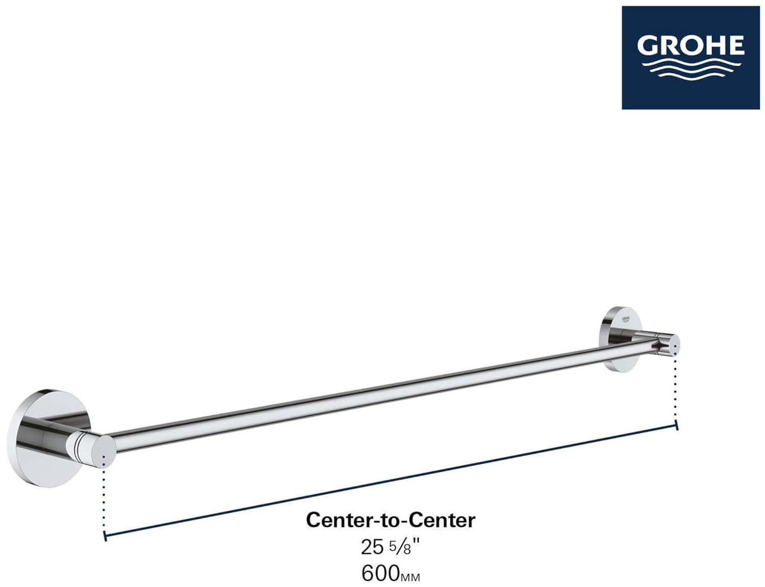 GROHE Essentials Towel Bar with Secure Mounting Assembly, Starlight Chrome