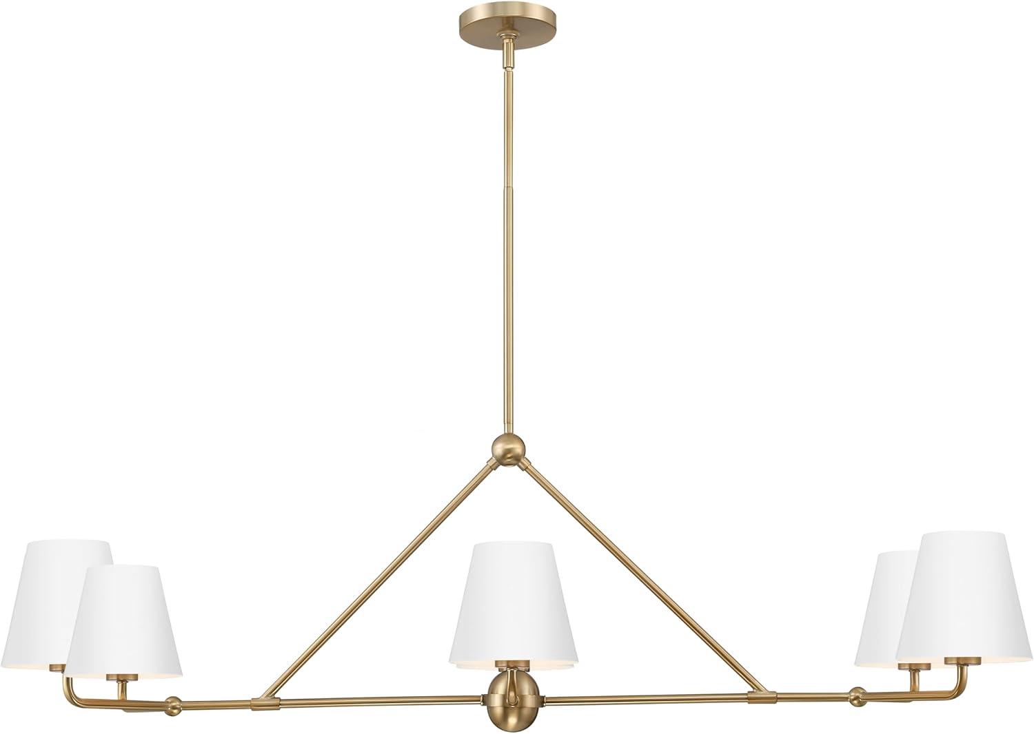 Vibrant Gold and White Steel 6-Light Chandelier