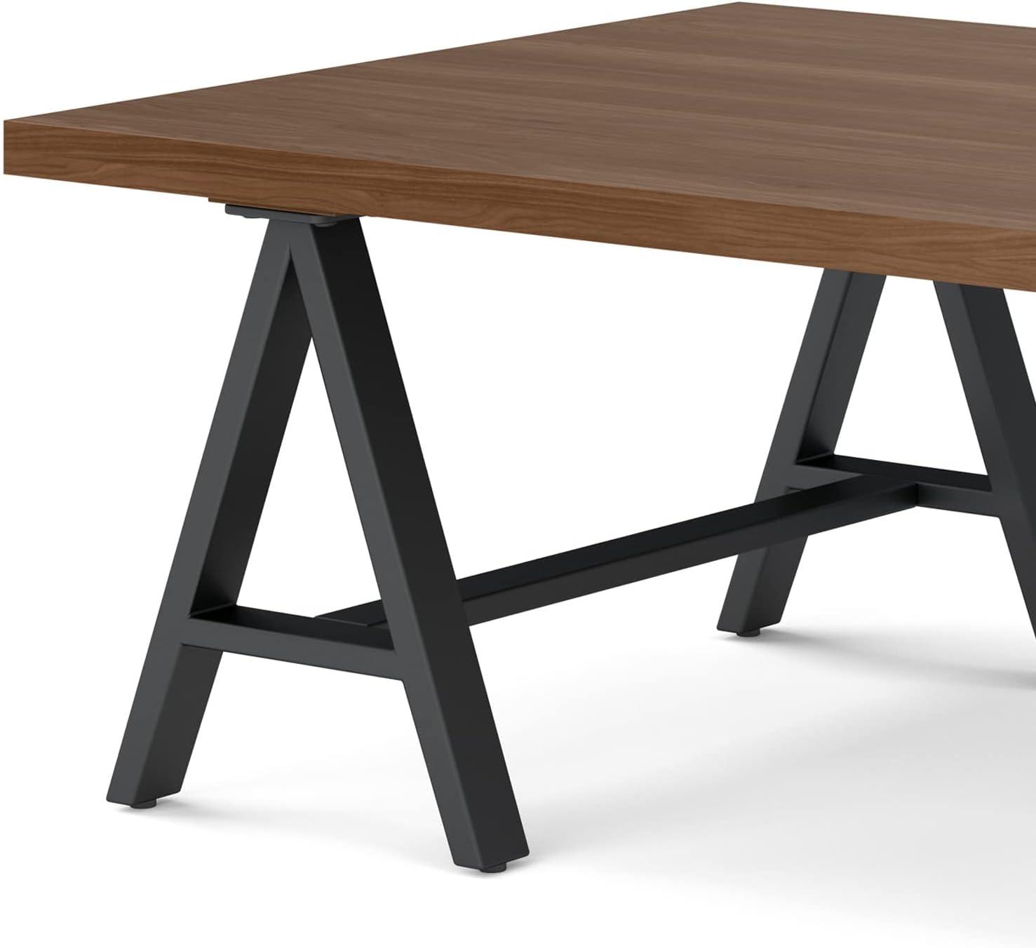 Sawhorse Industrial Solid Walnut Wood Coffee Table with Storage