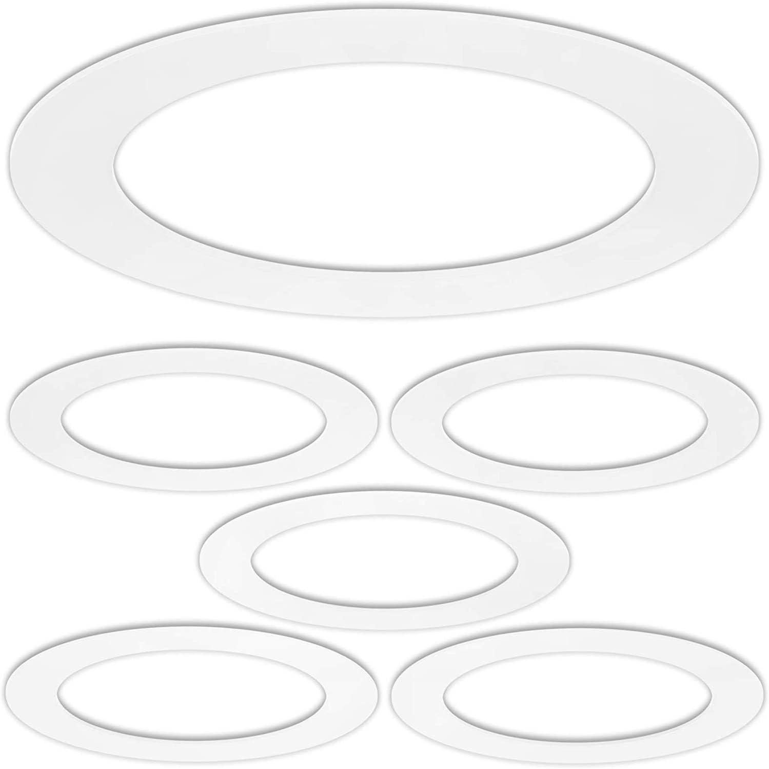 Gloss White 8-Inch Trim Rings for 5/6 Inch Recessed LED Lights, 5 Pack