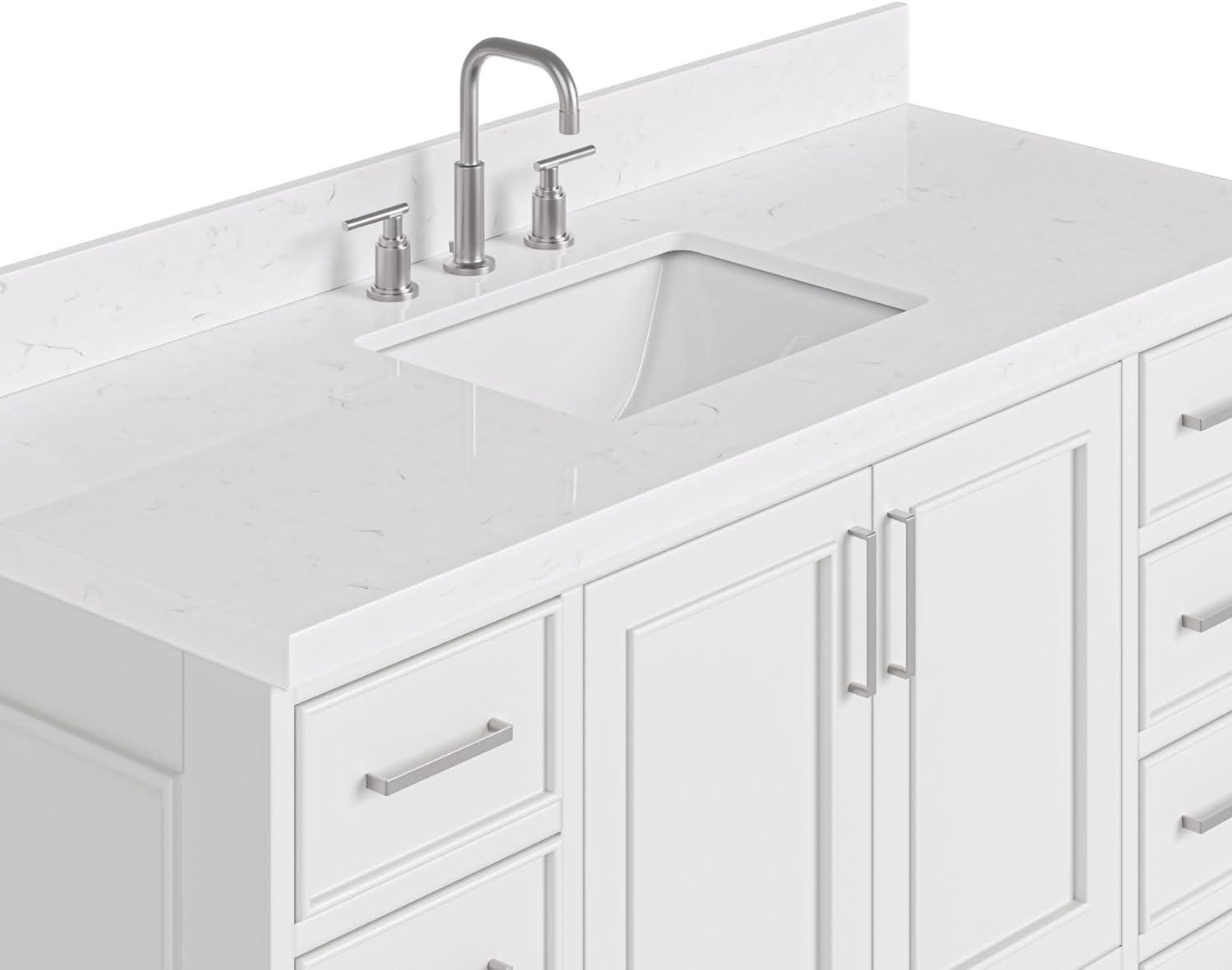 Stafford 54.25'' Single Bathroom Vanity with Carrara Marble Top