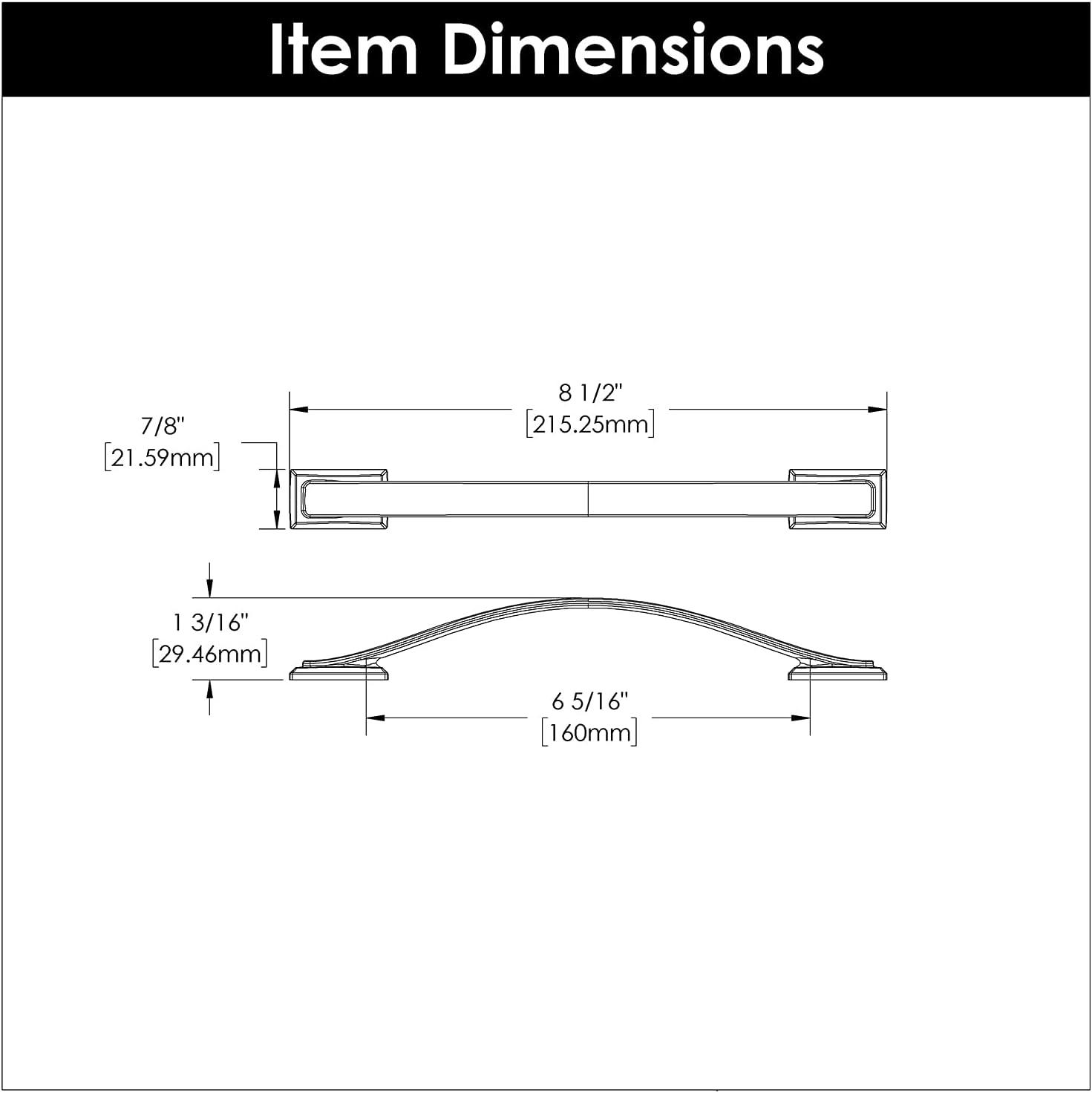 Dover Kitchen Cabinet Handles, Solid Core Drawer Pulls for Cabinet Doors, 6-5/16" (160mm)