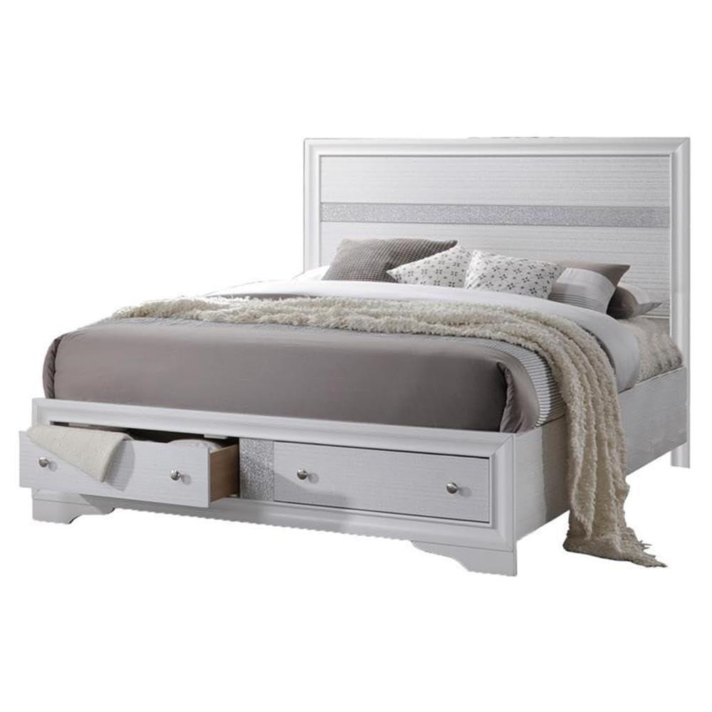 Catherine - Queen Platform Storage Bed, with 2 Drawer in the Footboard