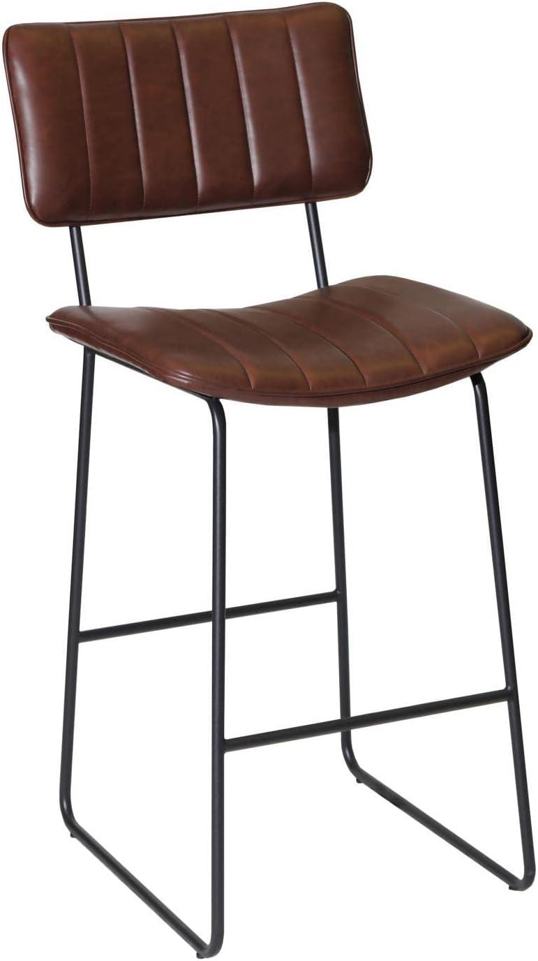 Tribeca Mid-Century Modern Brown Faux Leather 43" Bar Stool