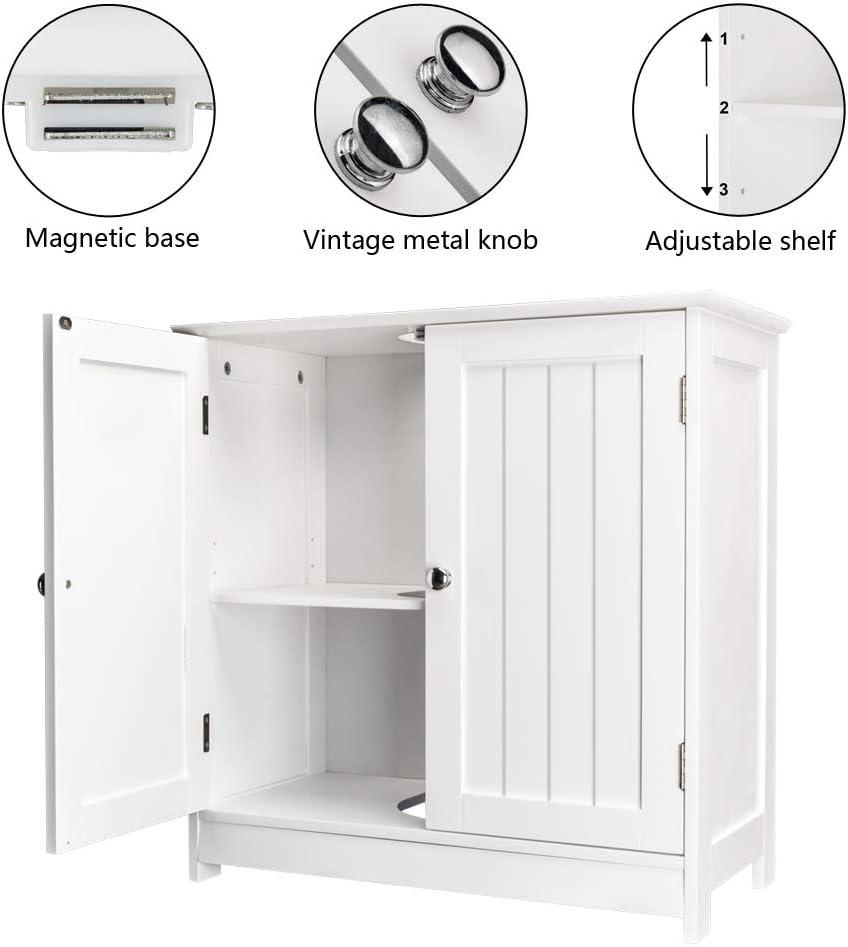 FCH Pedestal Sink, Storage Cabinets with Two Doors and Adjustable Shelves Under Sink Organizer Bathroom Vanity Storage White