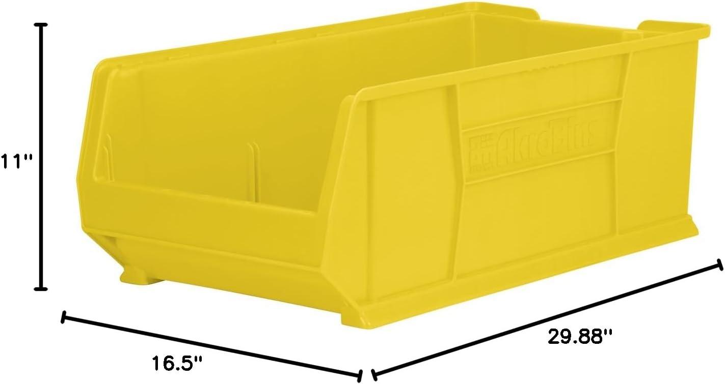 Yellow Plastic Stackable Storage Bin for Garage Organization