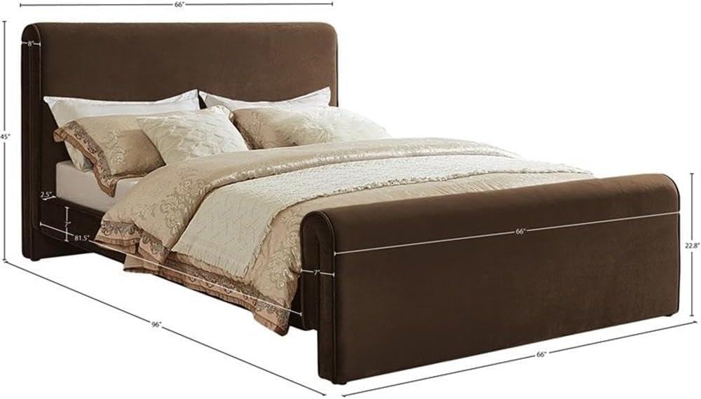 Meridian Furniture Sloan Brown Velvet Queen Bed