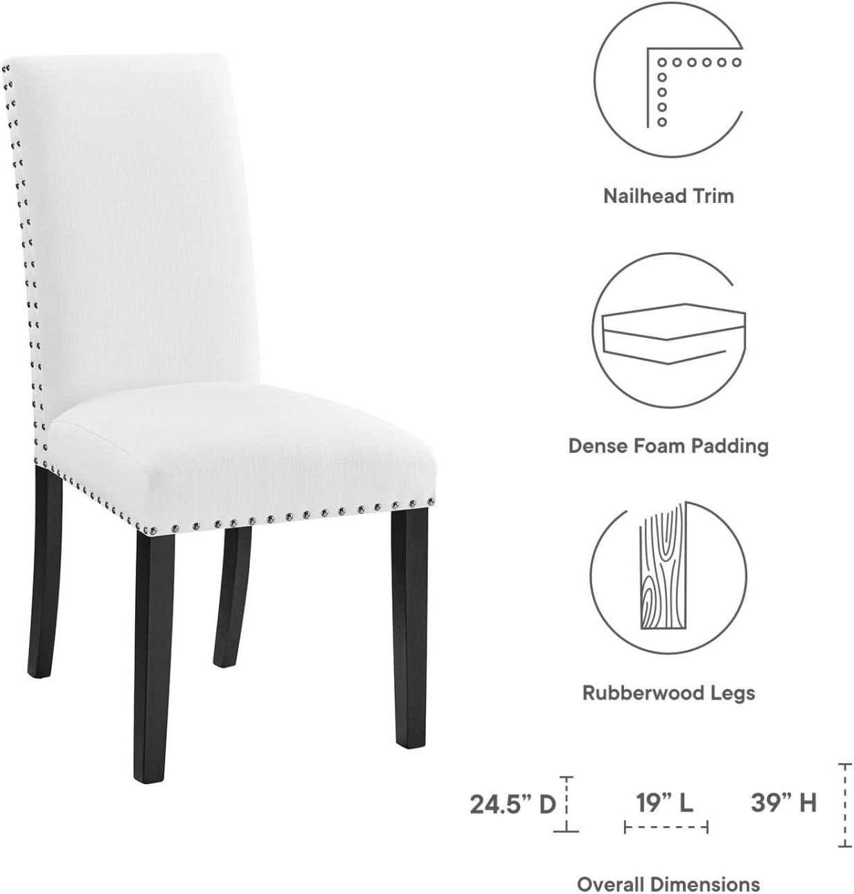 Modway Parcel Wood and Upholstered Fabric Dining Side Chair in White